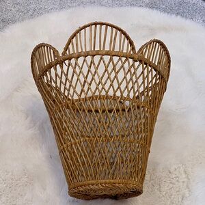 Woven Rattan Basket - Natural Brown boho flower wicker waste basket